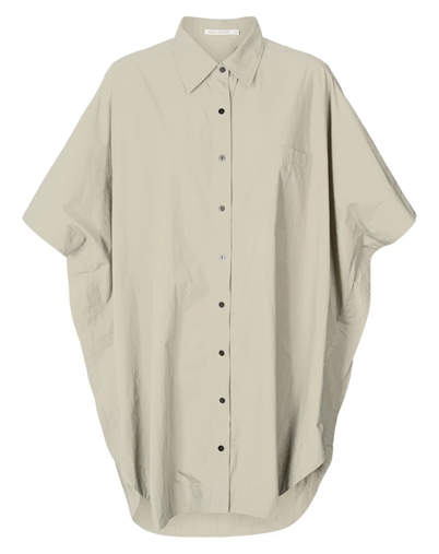 Rabens Saloner - Berta Poplin Curved Hem Skjortekjole - Clay